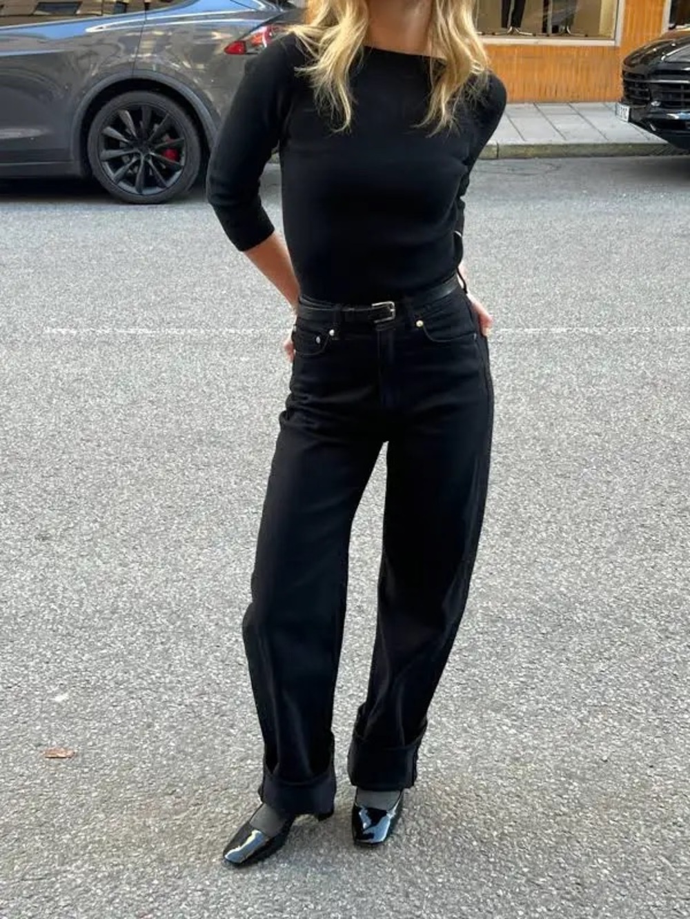 Djerf avenue black straight leg unisex jeans - Picture 1 of 9